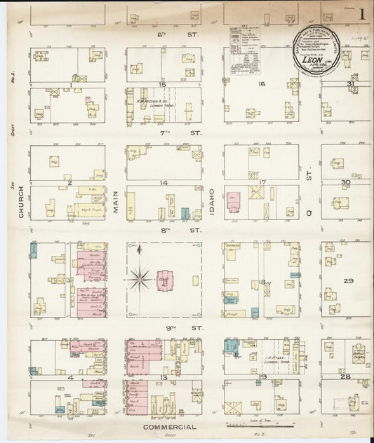 Sanborn Fire Insurance Map from Leon, Decatur County, Iowa (1886), Sheet #0001 - Historic Sanborn Fire Insurance Map Print, vintage old map wall art