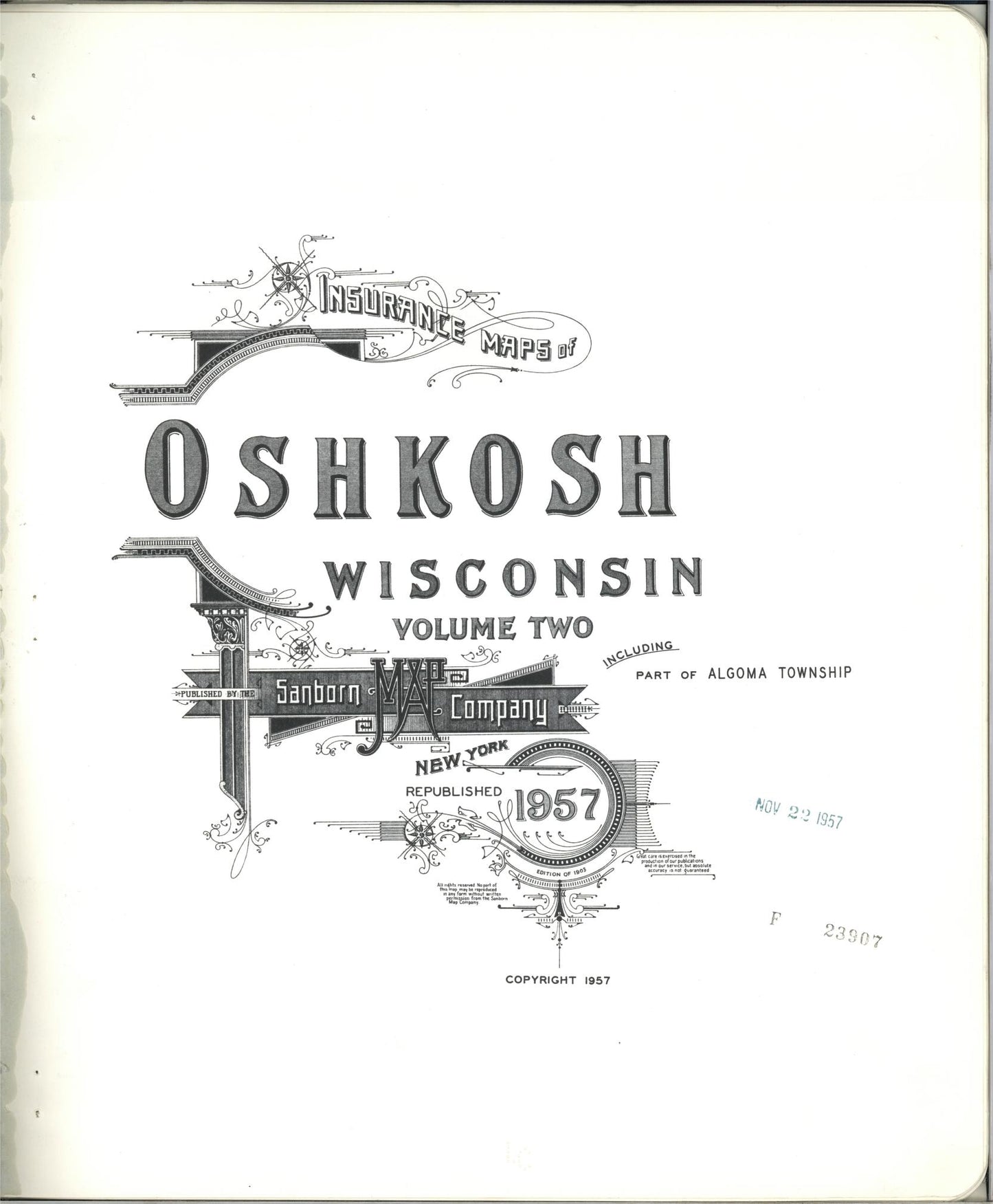 Sanborn Fire Insurance Map from Oshkosh, Winnebago County, Wisconsin (1957), Sheet #0001 - Complete Map Set gallery image, historic Sanborn map, vintage wall art, Wisconsin Wisconsin