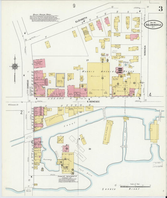 Sanborn Fire Insurance Map from Baldwinsville, Onondaga County, New York (1911), Sheet #0003 - Historic Sanborn Fire Insurance Map Print, vintage old map wall art, antique decor, genealogy gift, New York New York map