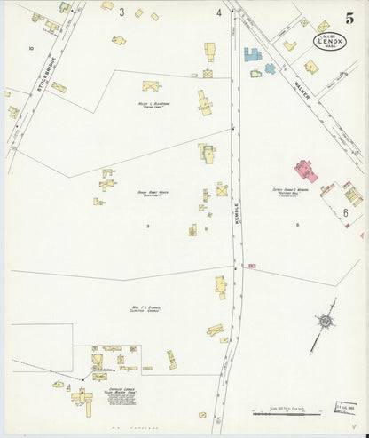 Sanborn Fire Insurance Map from Lenox, Berkshire County, Massachusetts (1911), Sheet #0005 - Complete Map Set gallery image, historic Sanborn map, vintage wall art, Massachusetts Massachusetts