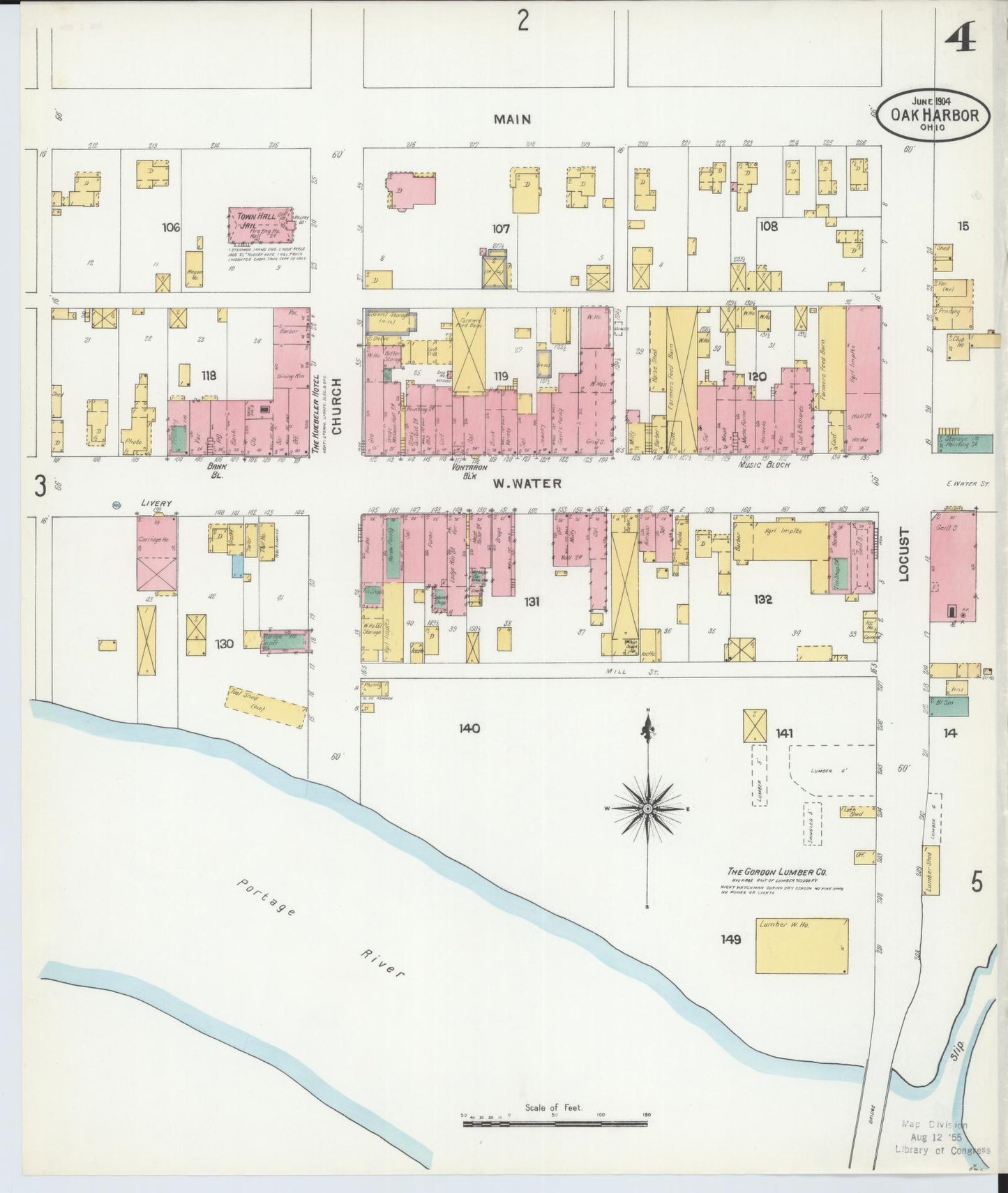Sanborn Fire Insurance Map from Oak Harbor, Ottawa County, Ohio (1904), Sheet #0004 - Historic Sanborn Fire Insurance Map Print, vintage old map wall art, antique decor, genealogy gift, Ohio Ohio map