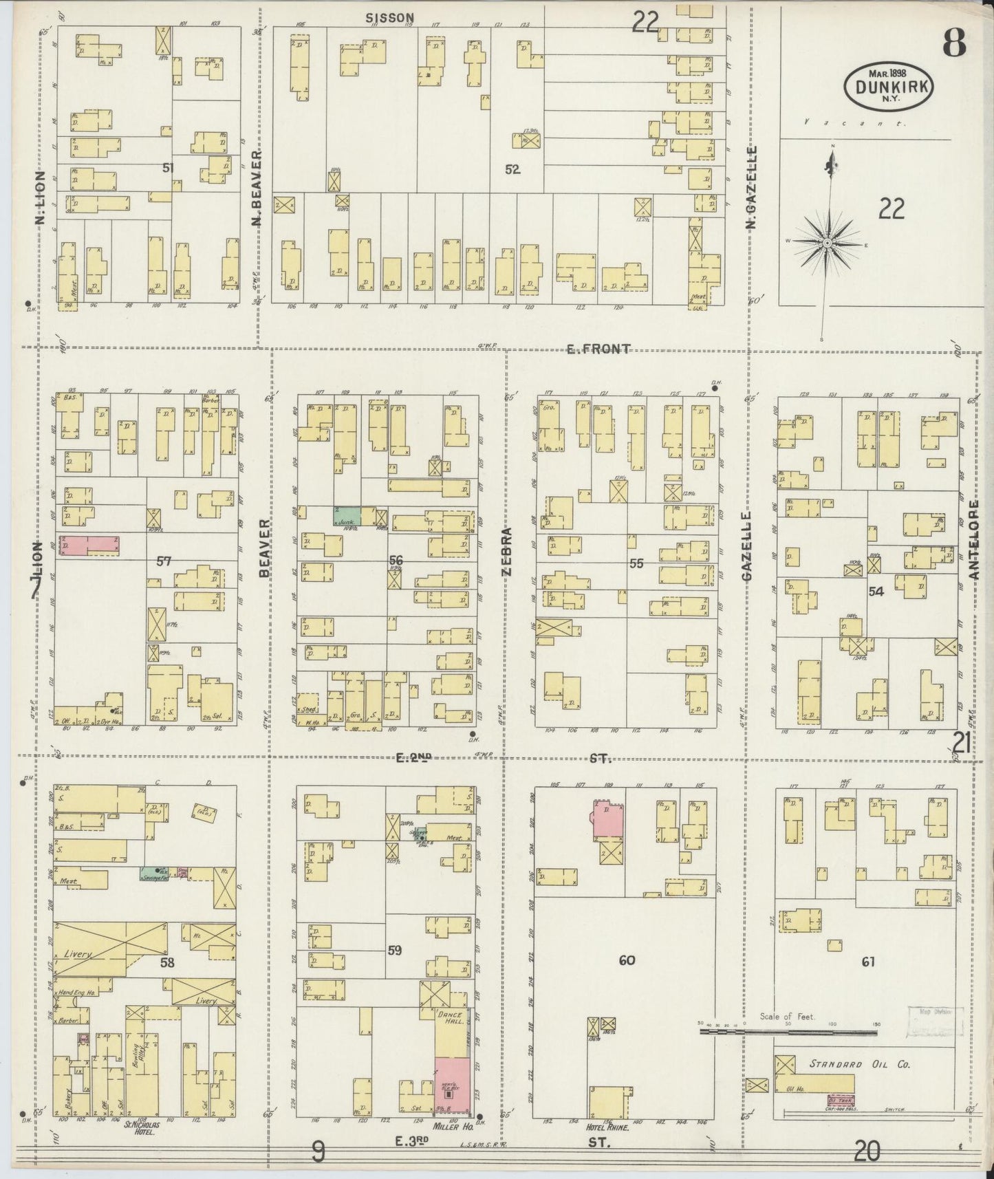 Sanborn Fire Insurance Map from Dunkirk, Chautauqua County, New York (1898), Sheet #0008 - Complete Map Set gallery image, historic Sanborn map, vintage wall art, New York New York