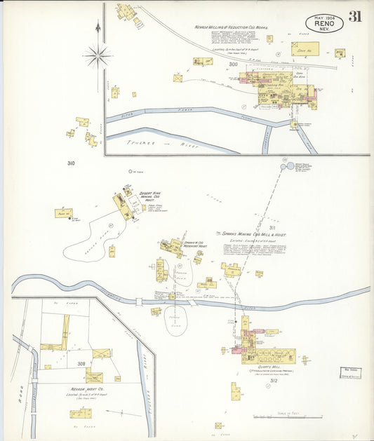 Sanborn Fire Insurance Map from Reno, Washoe County, Nevada (1904), Sheet #0031 - Historic Sanborn Fire Insurance Map Print, vintage old map wall art, antique decor, genealogy gift, Nevada Nevada map