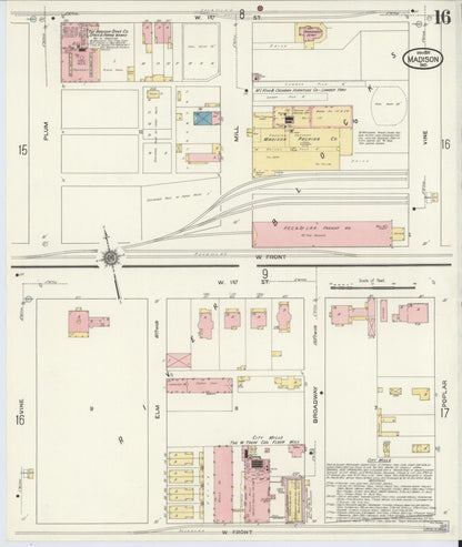 Sanborn Fire Insurance Map from Madison, Jefferson County, Indiana (1911), Sheet #0016 - Complete Map Set gallery image, historic Sanborn map, vintage wall art, Indiana Indiana