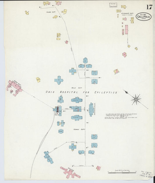 Sanborn Fire Insurance Map from Gallipolis, Gallia County, Ohio (1908), Sheet #0017 - Historic Sanborn Fire Insurance Map Print, vintage old map wall art, antique decor, genealogy gift, Ohio Ohio map