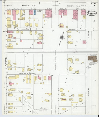 Sanborn Fire Insurance Map from Dearborn, Wayne County, Michigan (1919), Sheet #0007 - Complete Map Set gallery image, historic Sanborn map, vintage wall art, Michigan Michigan