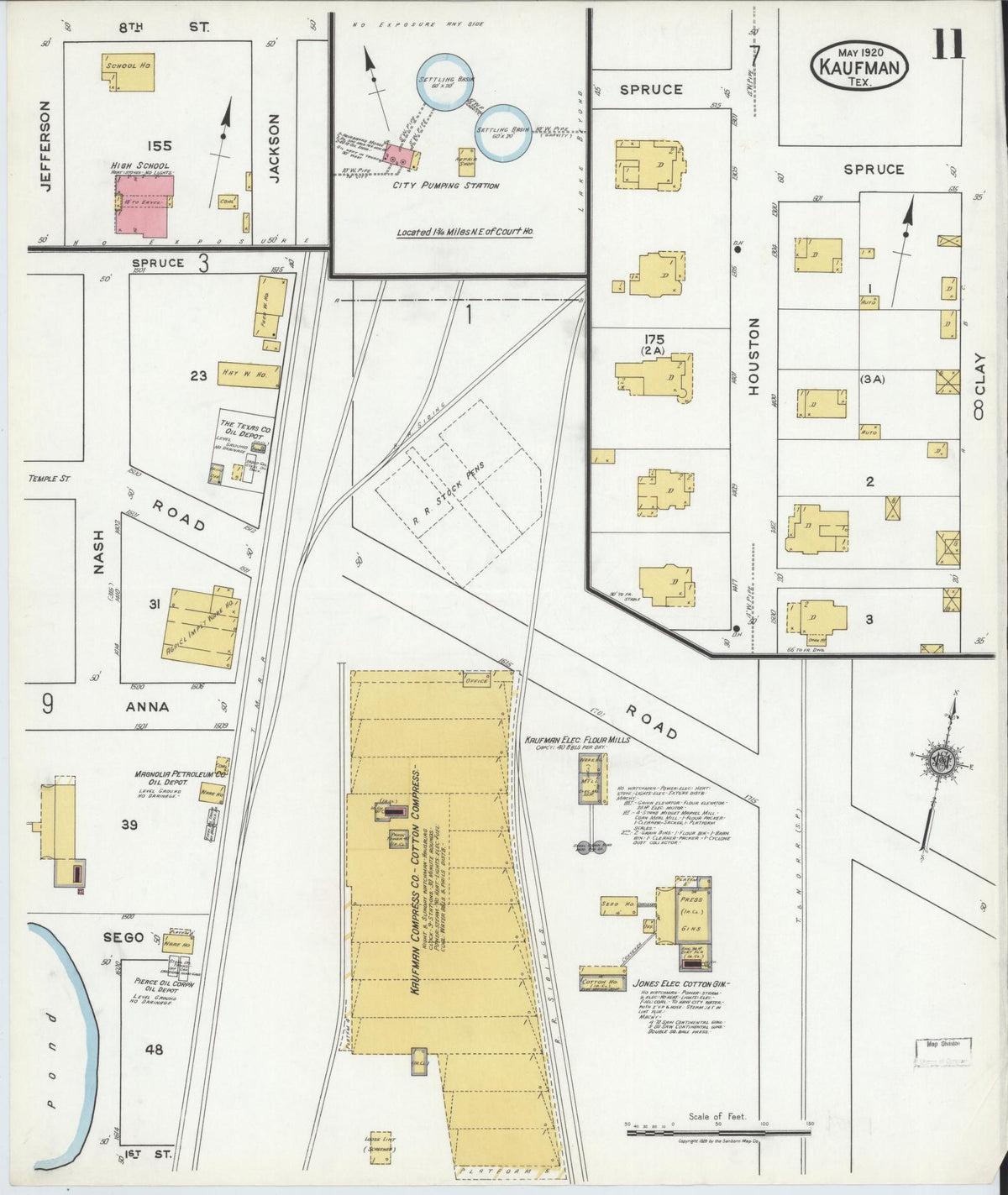 Sanborn Fire Insurance Map from Kaufman, Kaufman County, Texas (1920), Sheet #0011 - Complete Map Set gallery image, historic Sanborn map, vintage wall art, Texas Texas