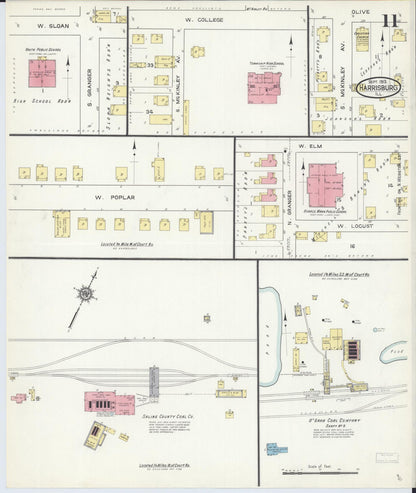 Sanborn Fire Insurance Map from Harrisburg, Saline County, Illinois (1913), Sheet #0011 - Complete Map Set gallery image, historic Sanborn map, vintage wall art, Illinois Illinois