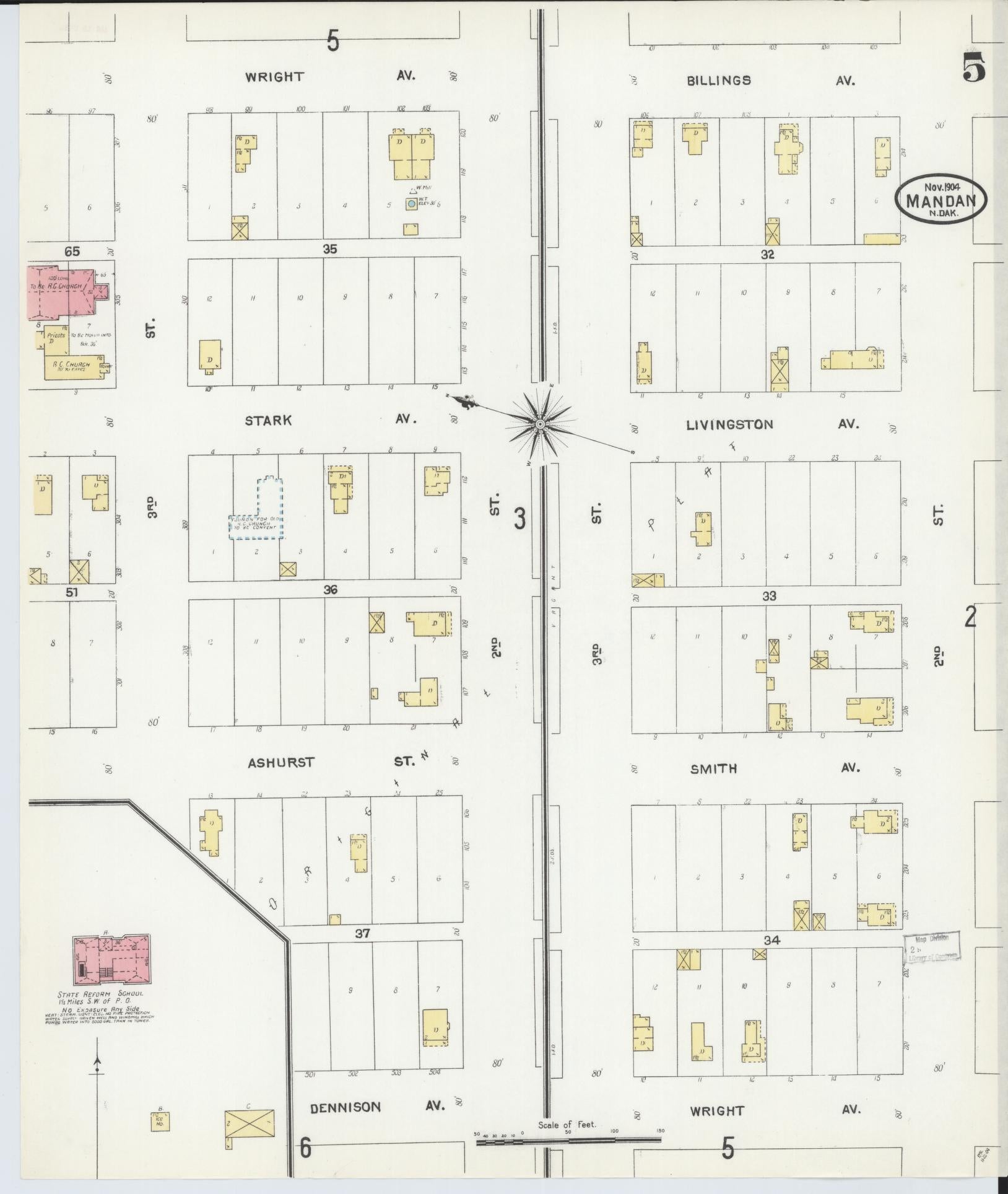 Sanborn Fire Insurance Map from Mandan, Morton County, North Dakota (1904), Sheet #0005 - Complete Map Set gallery image, historic Sanborn map, vintage wall art, North Dakota North Dakota