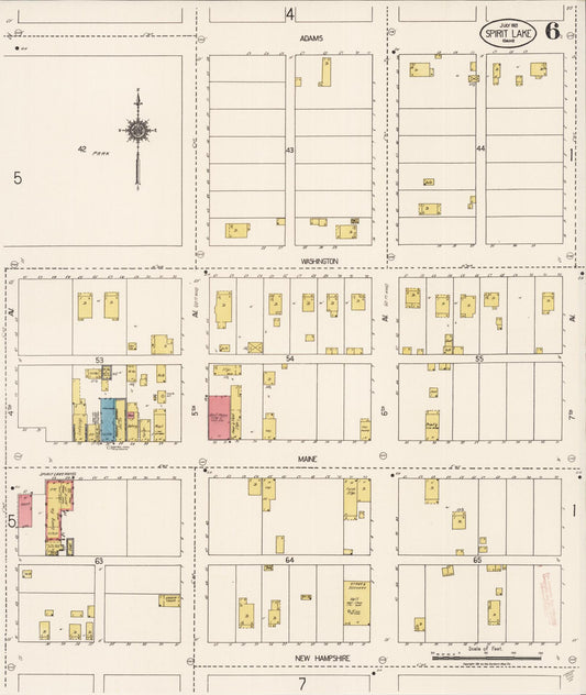 Sanborn Fire Insurance Map from Spirit Lake, Kootenai County, Idaho (1921), Sheet #0006 - Historic Sanborn Fire Insurance Map Print, vintage old map wall art, antique decor, genealogy gift, Idaho Idaho map