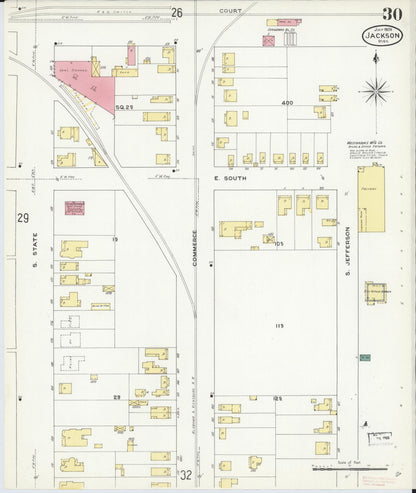 Sanborn Fire Insurance Map from Jackson, Hinds County, Mississippi (1909), Sheet #0030 - Complete Map Set gallery image, historic Sanborn map, vintage wall art, Mississippi Mississippi