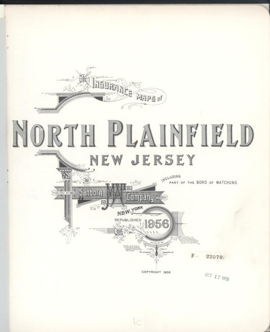 Sanborn Fire Insurance Map from North Plainfield, Somerset County, New Jersey. (1956) – Historic Sanborn Fire Insurance Map Print
