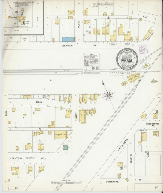 Sanborn Fire Insurance Map from Wister, Le Flore County, Oklahoma (1904), Sheet #0001 - Historic Sanborn Fire Insurance Map Print, vintage old map wall art, antique decor, genealogy gift, Oklahoma Oklahoma map
