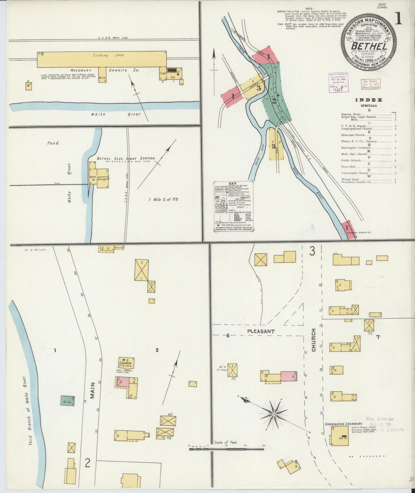 Sanborn Fire Insurance Map from Bethel, Windsor County, Vermont. (1906) – Historic Sanborn Fire Insurance Map Print