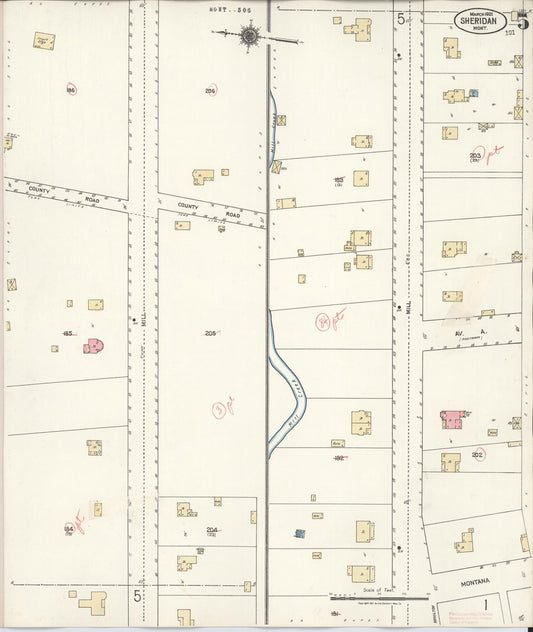 Sanborn Fire Insurance Map from Sheridan, Madison County, Montana (1927), Sheet #0005 - Historic Sanborn Fire Insurance Map Print, vintage old map wall art, antique decor, genealogy gift, Montana Montana map
