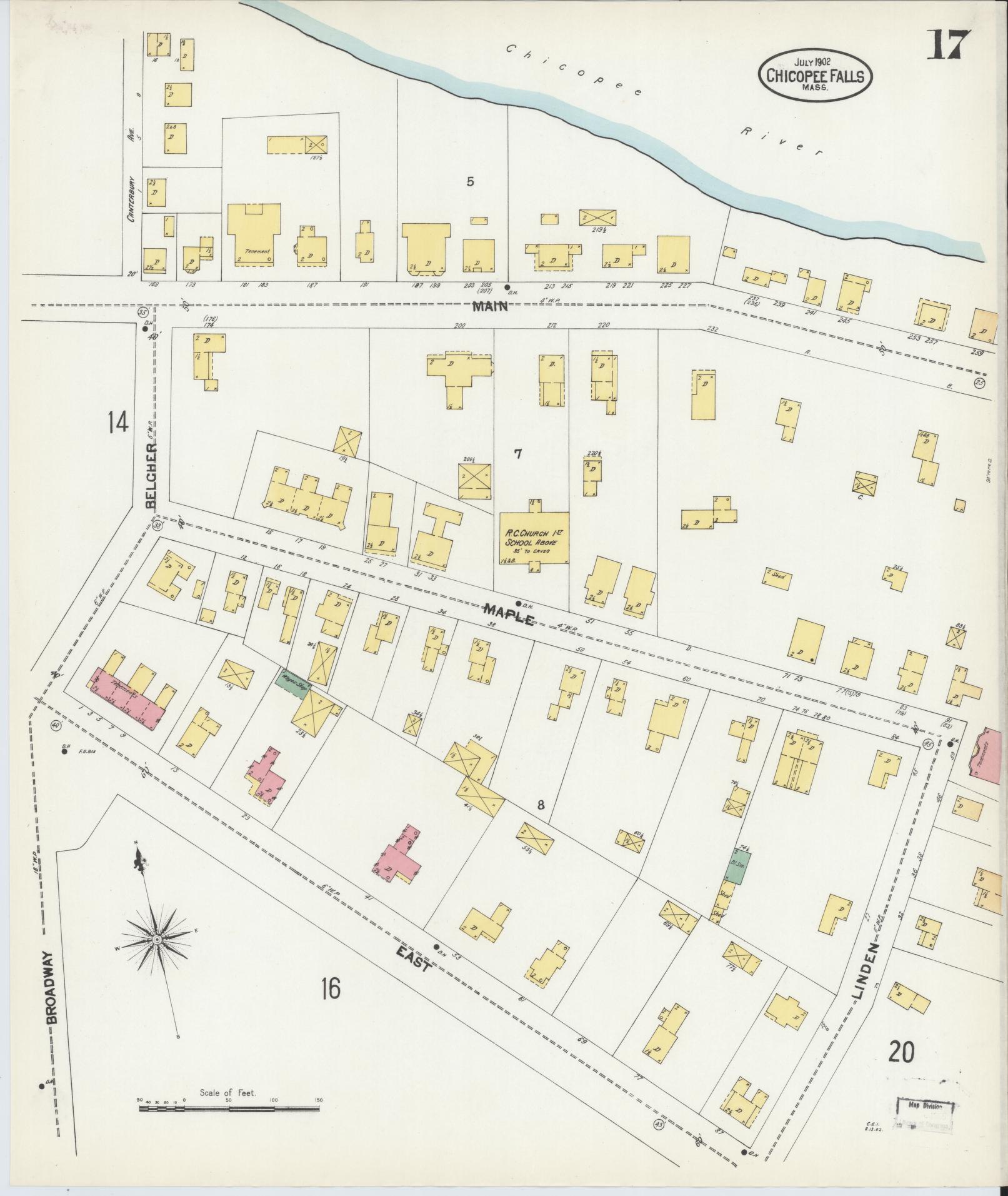 Sanborn Fire Insurance Map from Chicopee, Hampden County, Massachusetts (1902), Sheet #0017 - Complete Map Set gallery image, historic Sanborn map, vintage wall art, Massachusetts Massachusetts