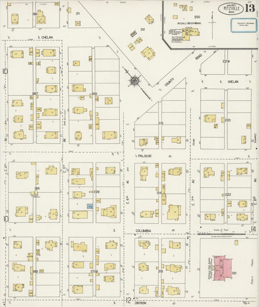 Sanborn Fire Insurance Map from Ritzville, Adams County, Washington (1922), Sheet #0013 - Historic Sanborn Fire Insurance Map Print, vintage old map wall art, antique decor, genealogy gift, Washington Washington map