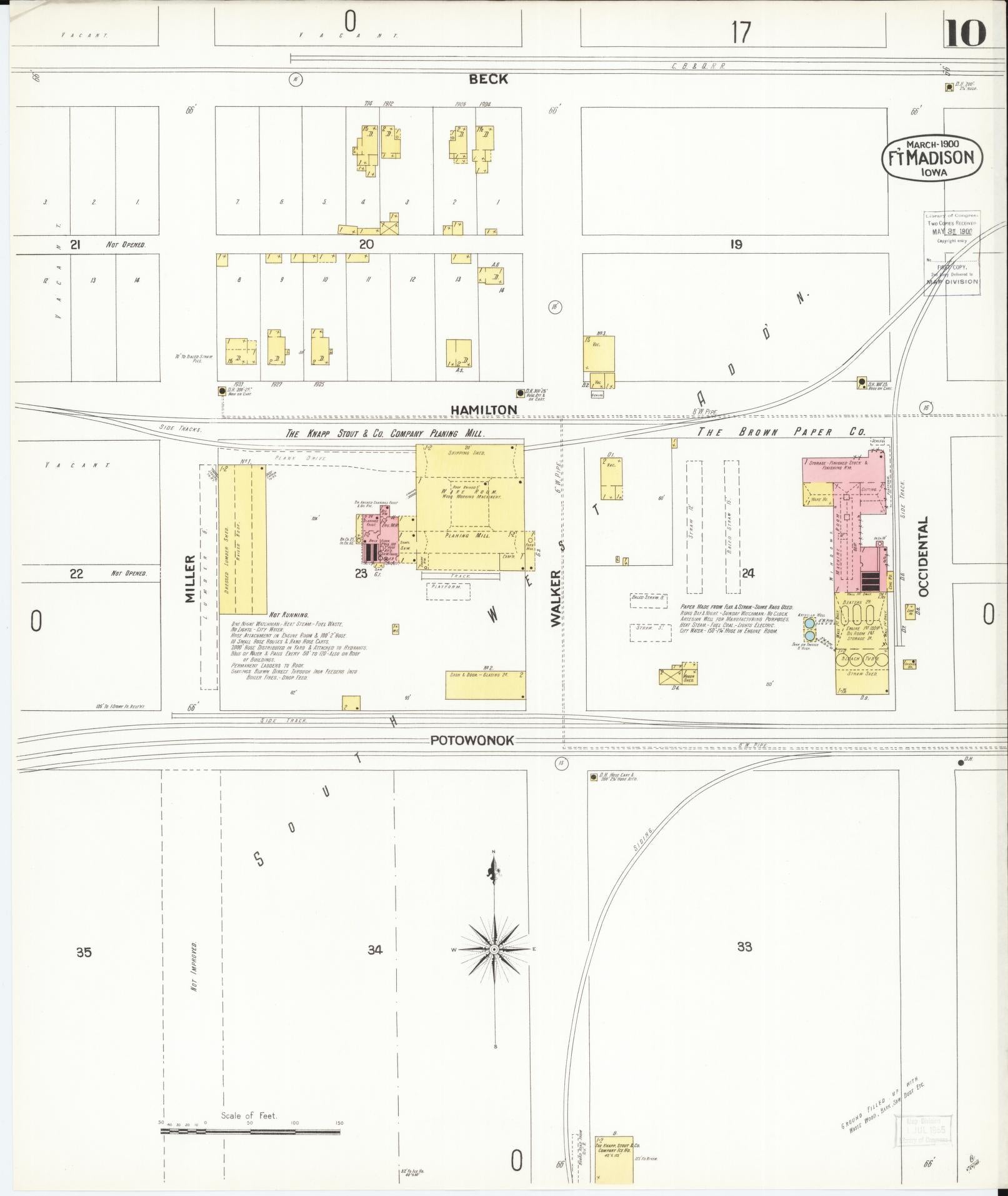 Sanborn Fire Insurance Map from Fort Madison, Lee County, Iowa (1900), Sheet #0010 - Historic Sanborn Fire Insurance Map Print, vintage old map wall art