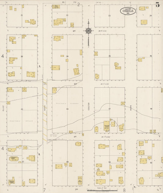 Sanborn Fire Insurance Map from Coquille, Coos County, Oregon (1920), Sheet #0005 - Historic Sanborn Fire Insurance Map Print, vintage old map wall art, antique decor, genealogy gift, Oregon Oregon map