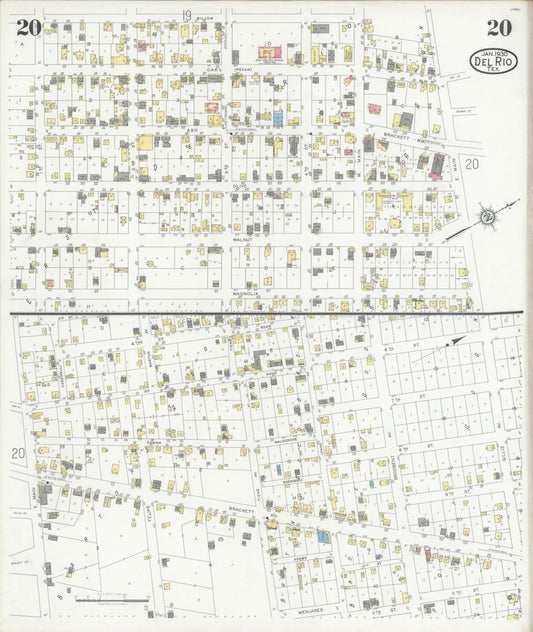 Sanborn Fire Insurance Map from Del Rio, Val Verde County, Texas (1930), Sheet #0020 - Historic Sanborn Fire Insurance Map Print, vintage old map wall art, antique decor, genealogy gift, Texas Texas map