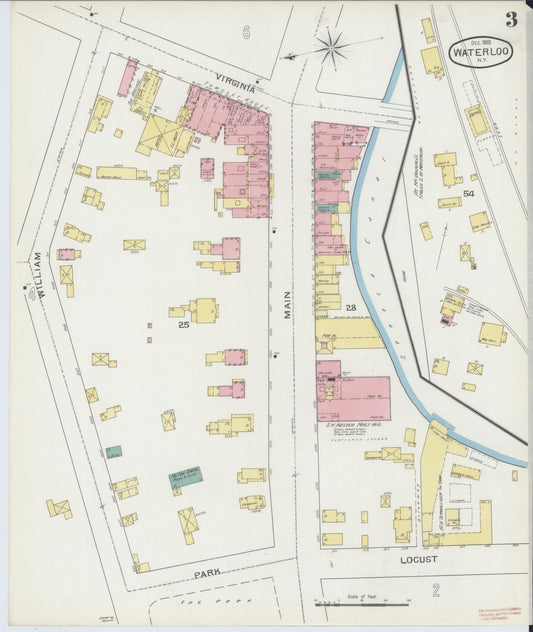 Sanborn Fire Insurance Map from Waterloo, Seneca County, New York (1893), Sheet #0003 - Historic Sanborn Fire Insurance Map Print, vintage old map wall art, antique decor, genealogy gift, New York New York map