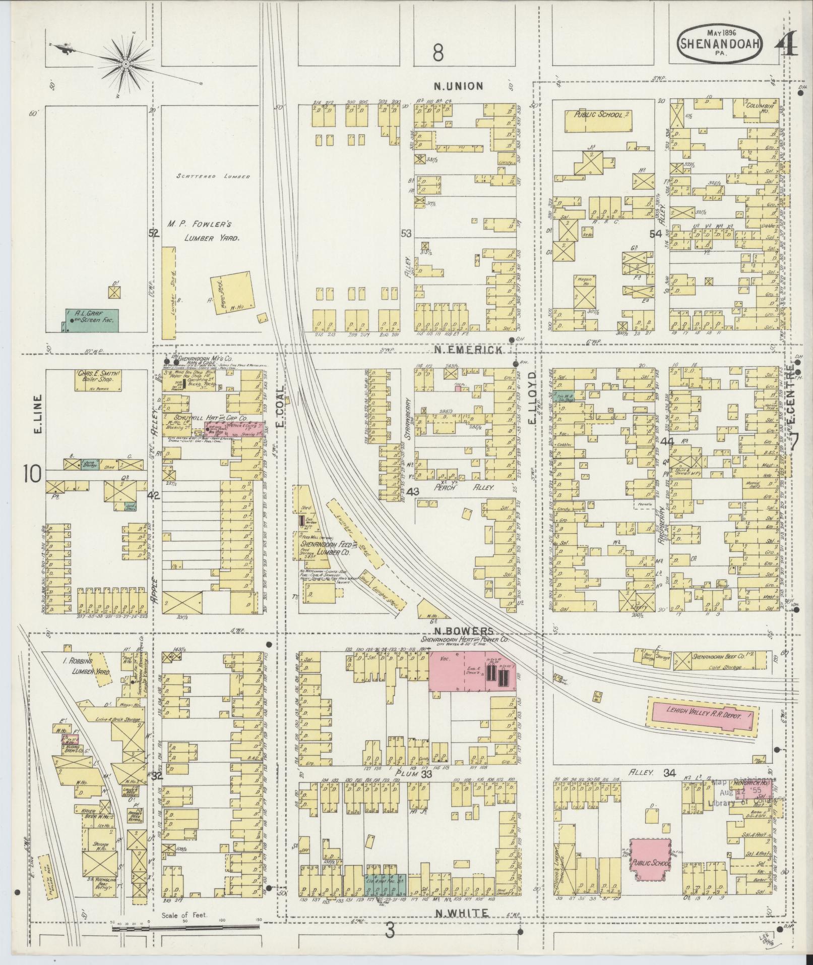 Sanborn Fire Insurance Map from Shenandoah, Schuylkill County, Pennsylvania (1896), Sheet #0004 - Complete Map Set gallery image, historic Sanborn map, vintage wall art, Pennsylvania Pennsylvania