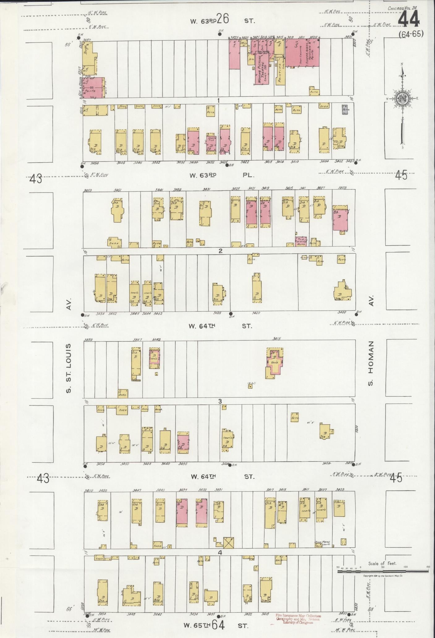 Sanborn Fire Insurance Map from Chicago, Cook County, Illinois. (1920), Sheet 44 – Historic Sanborn Fire Insurance Map Print