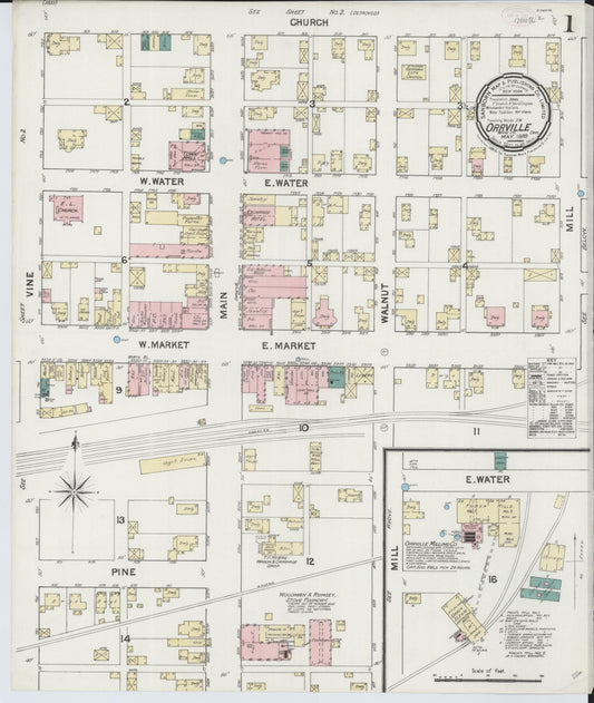 Sanborn Fire Insurance Map from Orrville, Wayne County, Ohio (1889), Sheet #0001 - Historic Sanborn Fire Insurance Map Print, vintage old map wall art, antique decor, genealogy gift, Ohio Ohio map