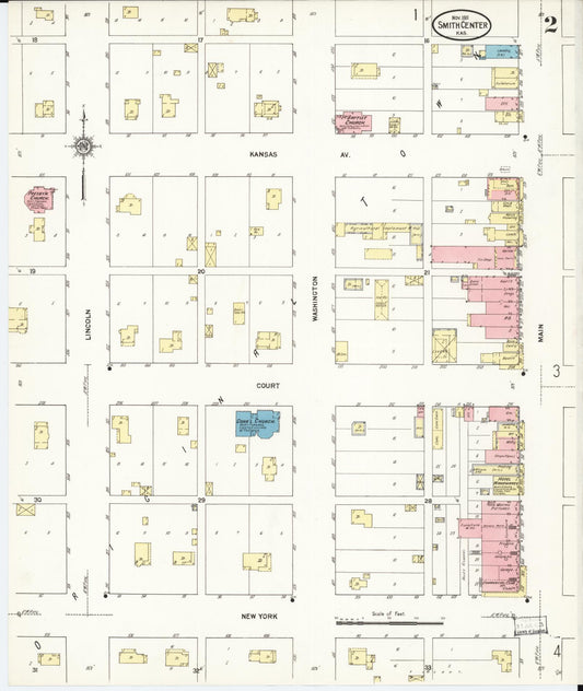 Sanborn Fire Insurance Map from Smith Center, Smith County, Kansas (1911), Sheet #0002 - Historic Sanborn Fire Insurance Map Print, vintage old map wall art, antique decor, genealogy gift, Kansas Kansas map
