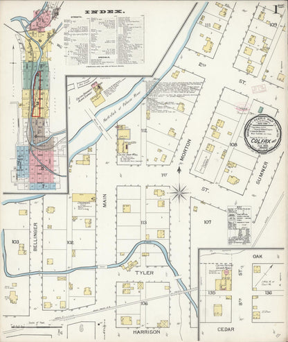 Sanborn Fire Insurance Map from Colfax, Whitman County, Washington (1893), Sheet #0001 - Complete Map Set gallery image, historic Sanborn map, vintage wall art, Washington Washington