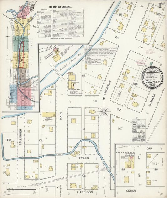 Sanborn Fire Insurance Map from Colfax, Whitman County, Washington (1893), Sheet #0001 - Complete Map Set gallery image, historic Sanborn map, vintage wall art, Washington Washington