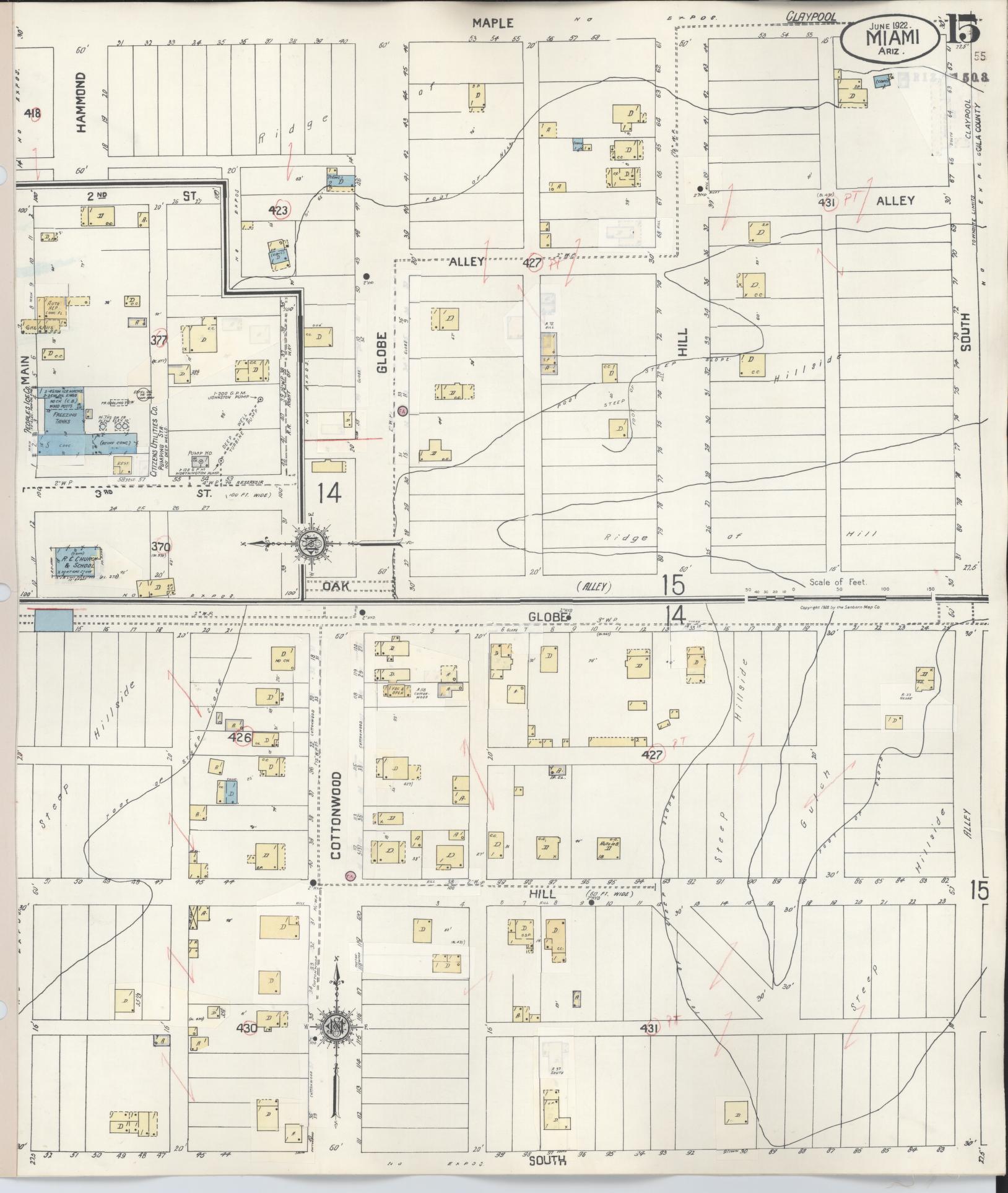 Sanborn Fire Insurance Map from Miami, Gila County, Arizona (1948), Sheet #0015 - Historic Sanborn Fire Insurance Map Print, vintage old map wall art, antique decor, genealogy gift, Arizona Arizona map