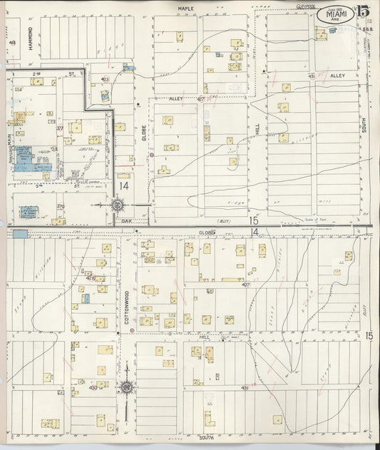 Sanborn Fire Insurance Map from Miami, Gila County, Arizona (1948), Sheet #0015 - Historic Sanborn Fire Insurance Map Print, vintage old map wall art, antique decor, genealogy gift, Arizona Arizona map