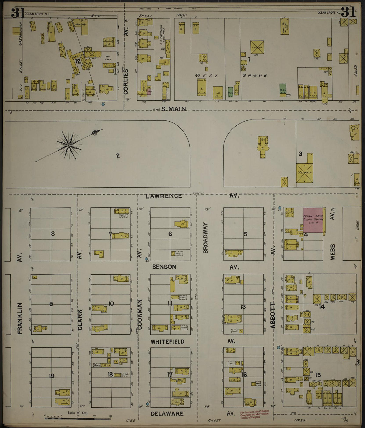 Sanborn Fire Insurance Map from New Jersey Coast, New Jersey Coast, New Jersey (1890), Sheet #0031 - Complete Map Set gallery image, historic Sanborn map, vintage wall art, New Jersey Coast New Jersey
