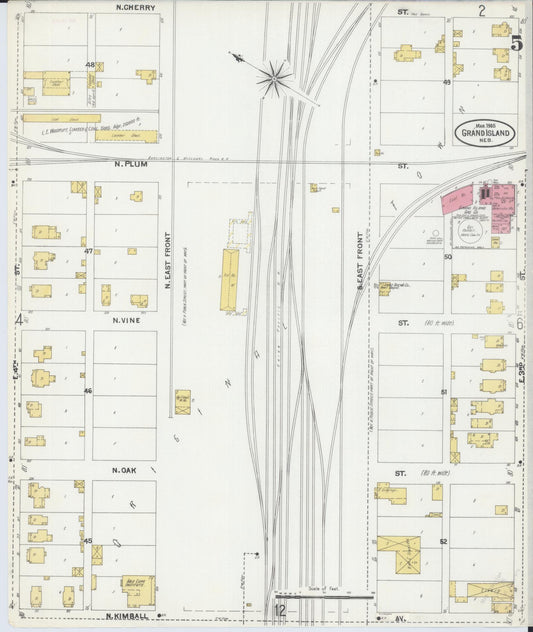 Sanborn Fire Insurance Map from Grand Island, Hall County, Nebraska (1905), Sheet #0005 - Historic Sanborn Fire Insurance Map Print, vintage old map wall art, antique decor, genealogy gift, Nebraska Nebraska map