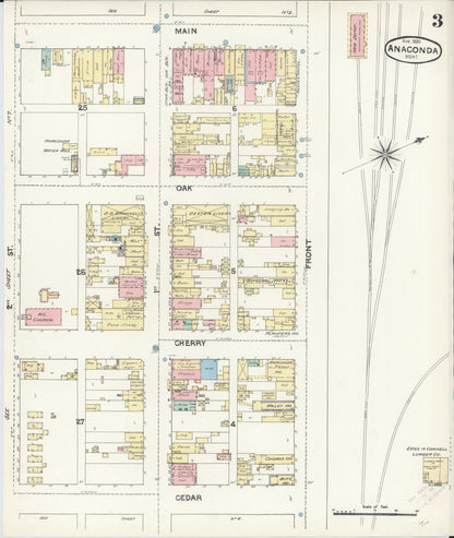 Sanborn Fire Insurance Map from Anaconda, Deer Lodge County, Montana (1890), Sheet #0003 - Complete Map Set gallery image, historic Sanborn map, vintage wall art, Montana Montana