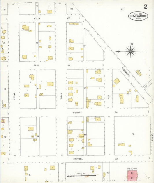 Sanborn Fire Insurance Map from Leavenworth, Chelan County, Washington (1909), Sheet #0002 - Historic Sanborn Fire Insurance Map Print, vintage old map wall art, antique decor, genealogy gift, Washington Washington map