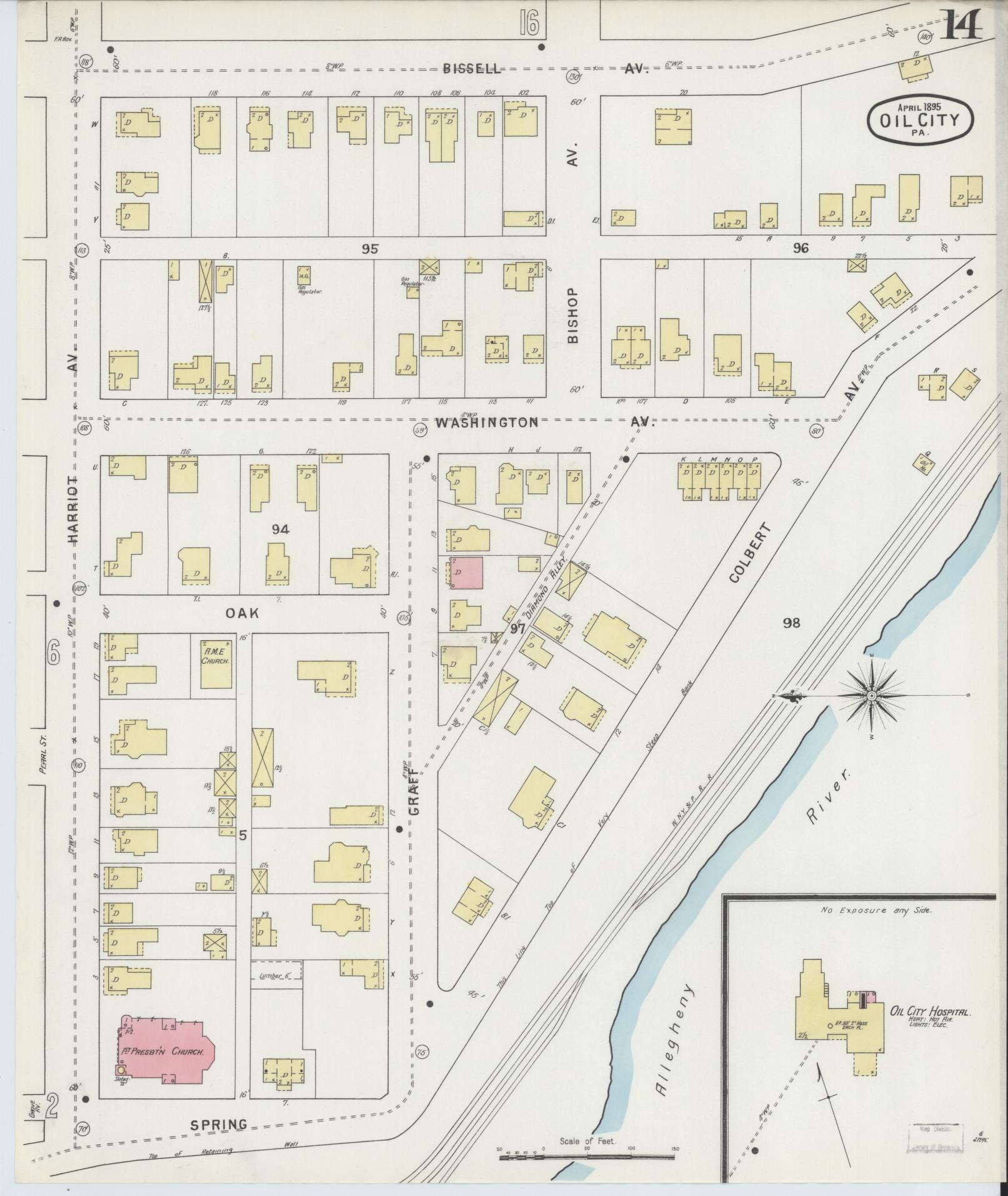 Sanborn Fire Insurance Map from Oil City, Venango County, Pennsylvania (1895), Sheet #0014 - Complete Map Set gallery image, historic Sanborn map, vintage wall art, Pennsylvania Pennsylvania