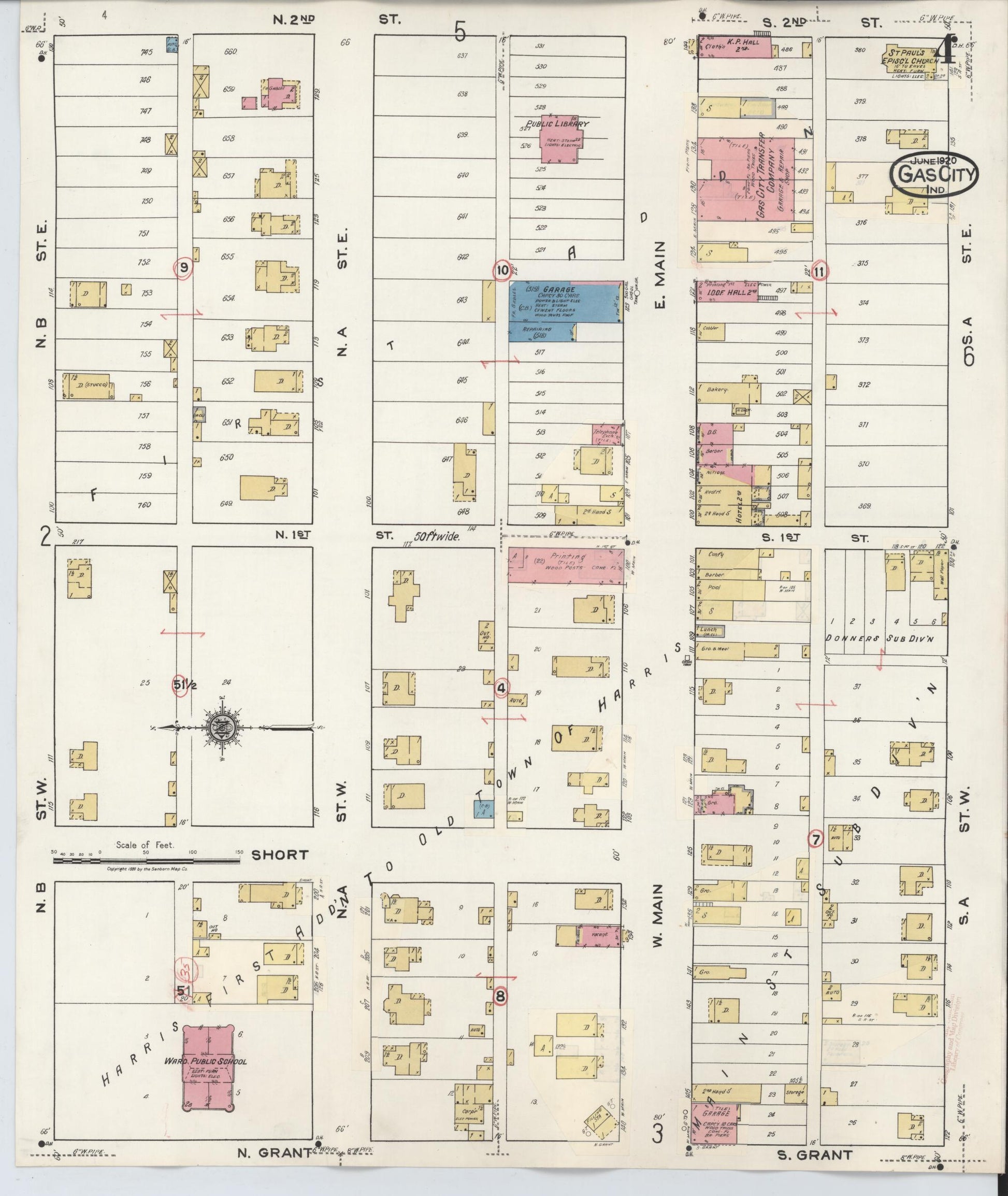Sanborn Fire Insurance Map from Gas City, Grant County, Indiana (1932), Sheet #0004 - Complete Map Set gallery image, historic Sanborn map, vintage wall art, Indiana Indiana