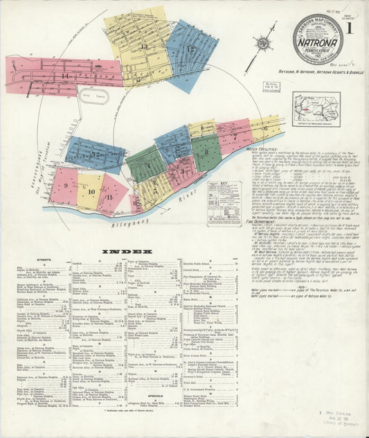 Sanborn Fire Insurance Map from Natrona, Allegheny County, Pennsylvania (1921), Sheet #0001 - Complete Map Set gallery image, historic Sanborn map, vintage wall art, Pennsylvania Pennsylvania
