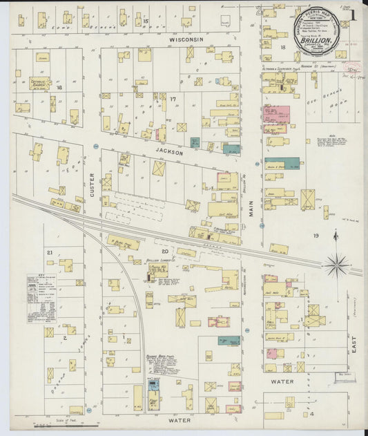 Sanborn Fire Insurance Map from Brillion, Calumet County, Wisconsin (1894), Sheet #0001 - Complete Map Set gallery image, historic Sanborn map, vintage wall art, Wisconsin Wisconsin