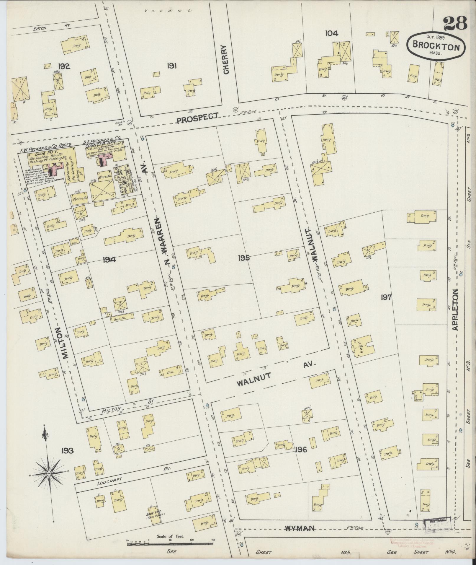 Sanborn Fire Insurance Map from Brockton, Plymouth County, Massachusetts (1889), Sheet #0028 - Complete Map Set gallery image, historic Sanborn map, vintage wall art, Massachusetts Massachusetts