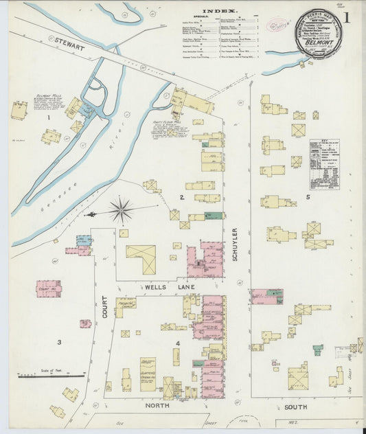 Sanborn Fire Insurance Map from Belmont, Allegany County, New York (1891), Sheet #0001 - Complete Map Set gallery image, historic Sanborn map, vintage wall art, New York New York