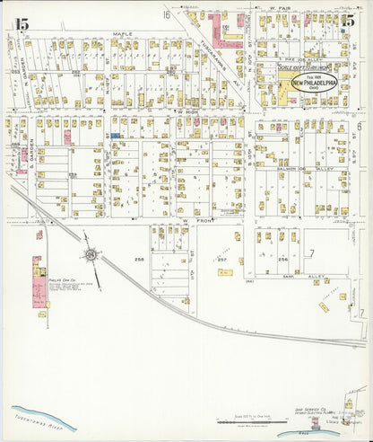 Sanborn Fire Insurance Map from New Philadelphia, Tuscarawas County, Ohio (1926), Sheet #0015 - Complete Map Set gallery image, historic Sanborn map, vintage wall art, Ohio Ohio