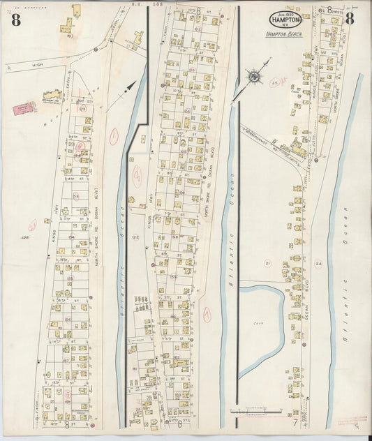 Sanborn Fire Insurance Map from Hampton, Rockingham County, New Hampshire (1942), Sheet #0008 - Historic Sanborn Fire Insurance Map Print, vintage old map wall art, antique decor, genealogy gift, New Hampshire New Hampshire map