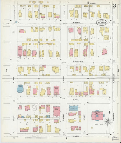 Sanborn Fire Insurance Map from Wabash, Wabash County, Indiana (1901), Sheet #0003 - Complete Map Set gallery image, historic Sanborn map, vintage wall art, Indiana Indiana