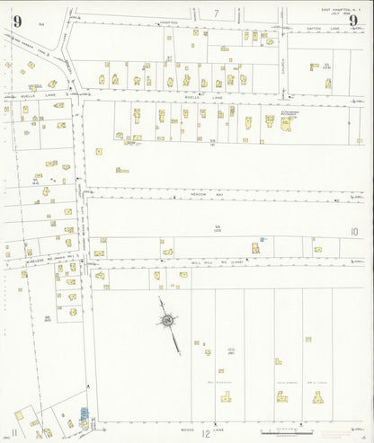 Sanborn Fire Insurance Map from Easthampton, Suffolk County, New York (1936), Sheet #0009 - Complete Map Set gallery image, historic Sanborn map, vintage wall art, New York New York