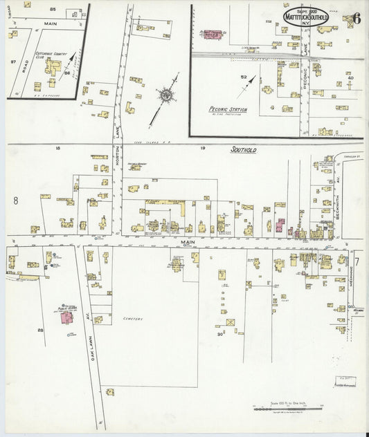 Sanborn Fire Insurance Map from Mattituck-southold, Suffolk County, New York (1920), Sheet #0006 - Historic Sanborn Fire Insurance Map Print, vintage old map wall art, antique decor, genealogy gift, New York New York map