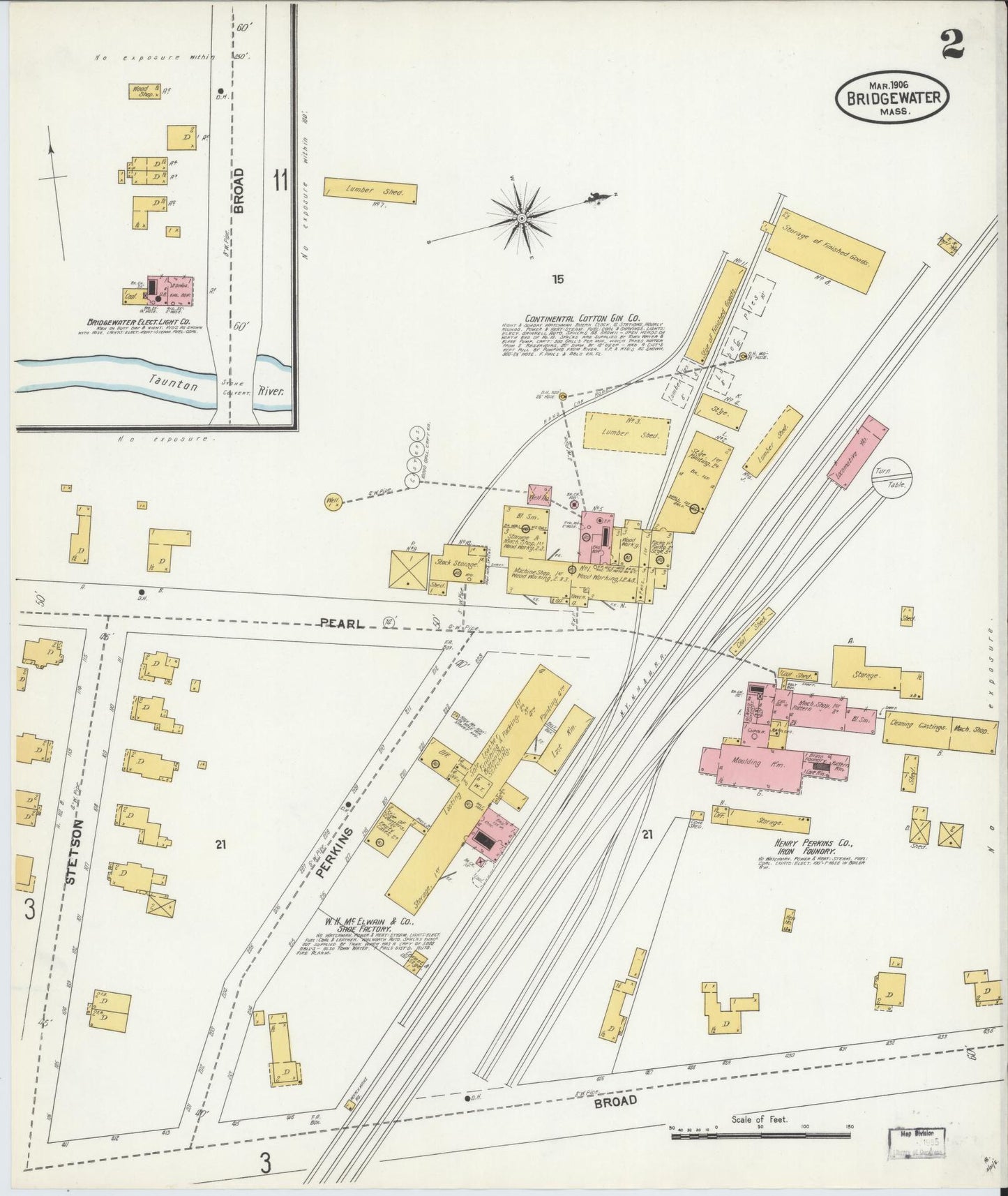 Sanborn Fire Insurance Map from Bridgewater, Plymouth County, Massachusetts (1906), Sheet #0002 - Complete Map Set gallery image, historic Sanborn map, vintage wall art, Massachusetts Massachusetts