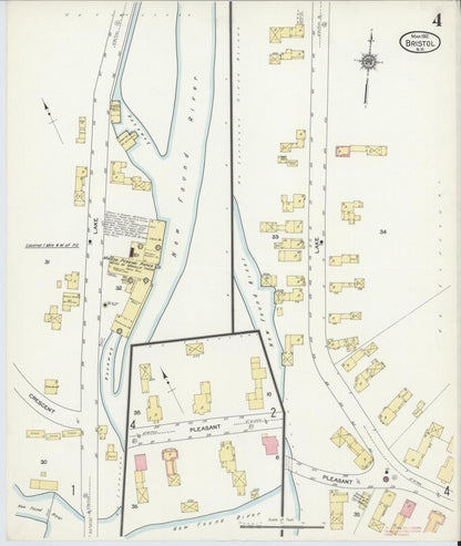 Sanborn Fire Insurance Map from Bristol, Grafton County, New Hampshire (1912), Sheet #0004 - Complete Map Set gallery image, historic Sanborn map, vintage wall art, New Hampshire New Hampshire